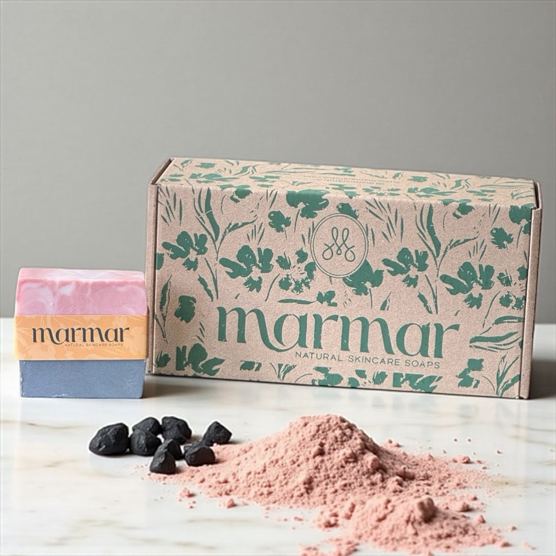 Pink Clay + White Clay + Activated Charcoal + Lavender + Vitamin E